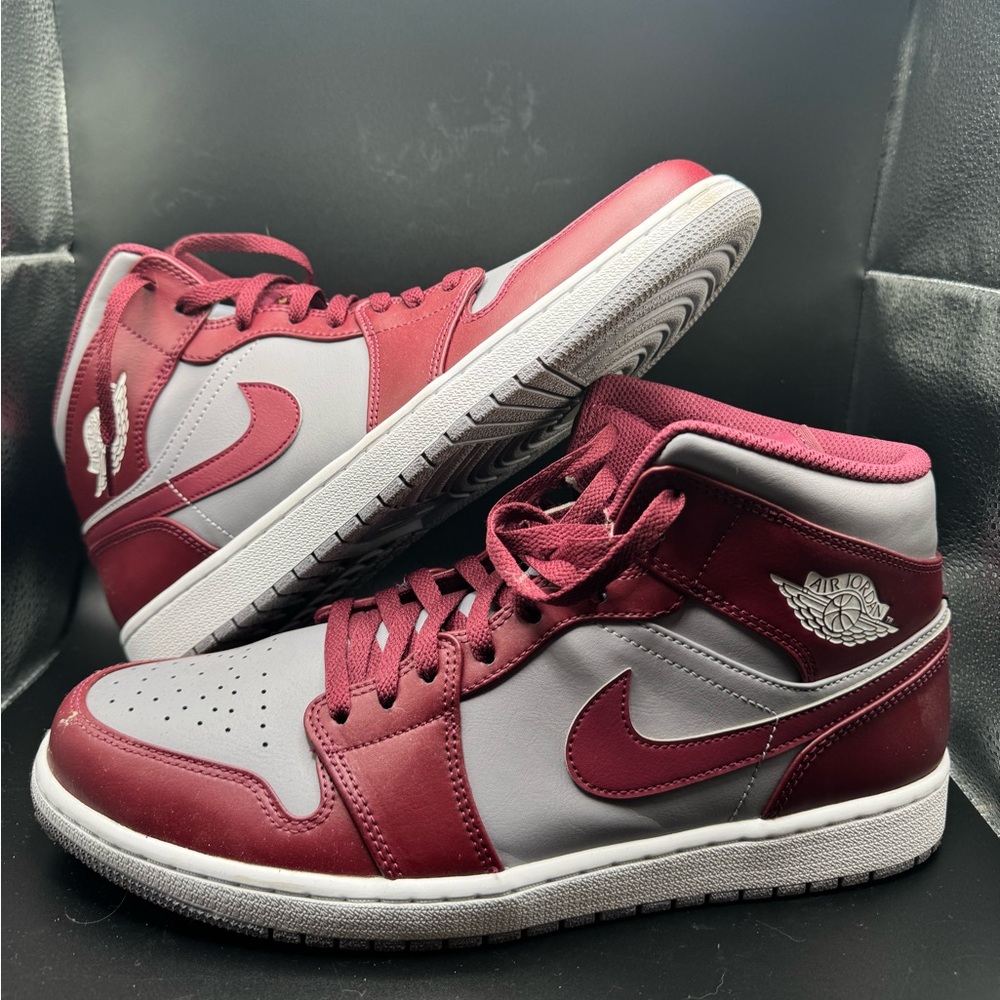 Men’s Jordan 1s Mid Maroon size 12.5. Excellent condition. - Picture 2 of 3